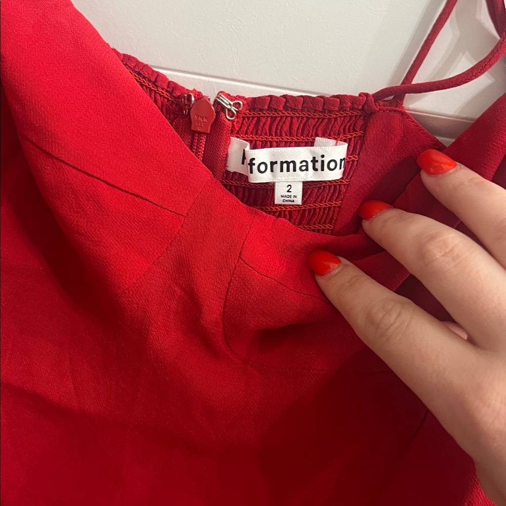 Reformation Kourtney Dress in Cherry Red - Picture 11 of 14